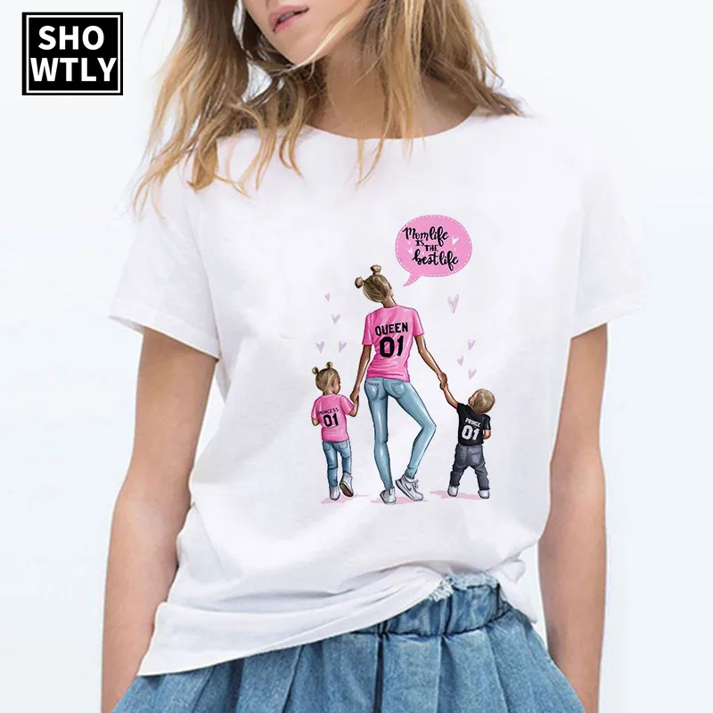 

Showtly Mom life is the best life T Shirt Female oversized Women T-shirt Korean Fashion Clothing Streetwear Vogue T-shirts