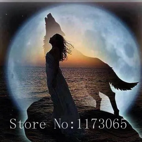 Excellent Golden Panno,Needlework,DIY DMC Cross stitch,Sets For Embroidery kit 14ct unprinted cotton thread Wolf beauty Cro!   ss-Stitching 32