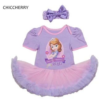 

Lavender Smart Princess Sofia Dress Headband Summer Two Piece Set Newborn Baby Girl Clothes Toddler Birthday Tutus Conjunto Bebe