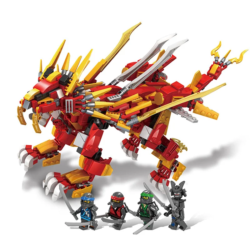 

800PCS 2019 New Ninja Temple Dragon Lion Jay Mech DIY Building Block educational Toys for child gifts Compatible legoing ninjago