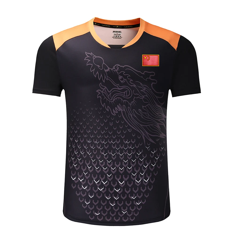 Новые китайские командные рубашки для настольного тенниса, мужские футболки+ флаг, футболки для пинг-понга, одежда для настольного тенниса, спортивные футболки для настольного тенниса, футболки для тенниса