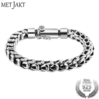 

MetJakt Gothic Real 925 Sterling Silver Dragonscale Bracelet Men High Polished Vintage Punk Rock Bracelets Jewelry for Mens 20cm