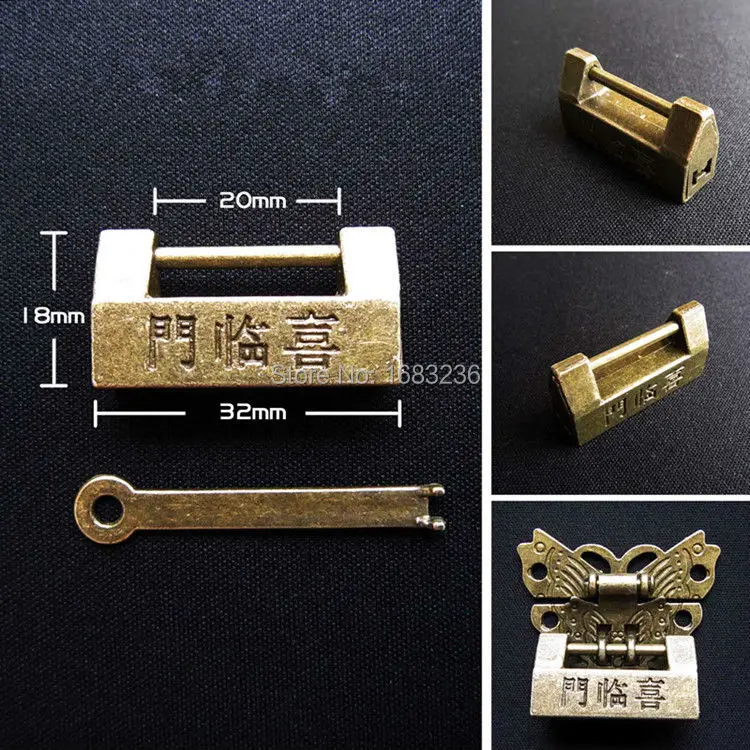 1 шт. винтажный Китайский Старый стиль декоративный сундук для украшений чемодан замок висячий замок ключ A