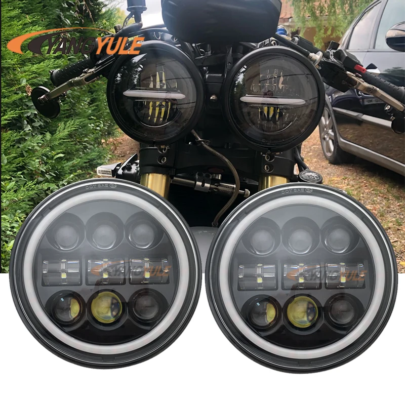 

1 Pair 5.75 Inch Motorcycle Headlight 45W 6000K H4 Car Led Headlights Hi /Lo DRL for Bike Motorcycle
