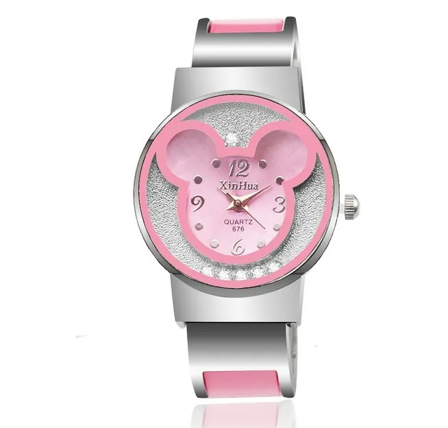 Fashion Brand Mickey Women Steel Bracelet Watch Children Kids Cartoon Quartz Casual Clock Wrist watches relogio crianca mulheres
