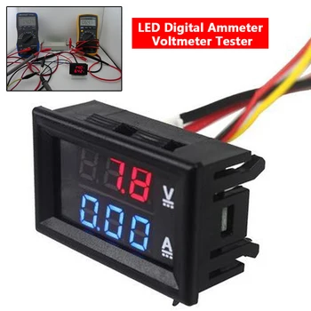 

DC 0-100V 0-10A Voltmeter Ammeter Blue + Red LED Amp Dual Digital Ammeter Voltmeter Gauge Black