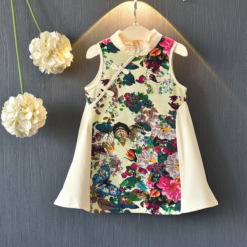 Летнее платье AiLe Rabbit новое национальное Qipao для девочек J6128 B 2018|Комплекты одежды| |