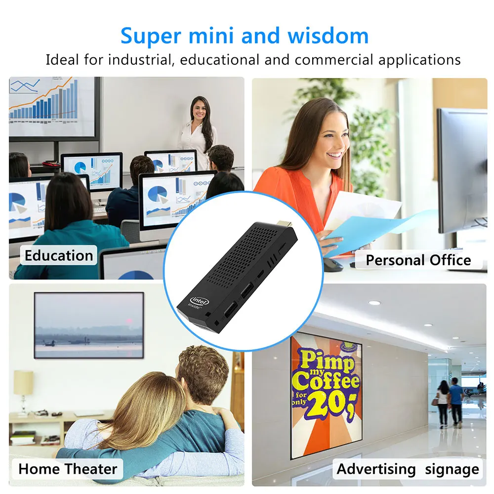 T6 Pro Stick MINI PC ordenador de bolsillo mini Windows 10 con licencia, 4 GB RAM 64 GB ROM Intel Atom x5-Z8350 4 K BT4.0 WiFi USB 3,0 T6 Pro Stick MINI PC ordenador de bolsillo mini Windows 10 con licencia, 4 GB RAM 64 GB ROM Intel Atom x5-Z8350 4 K BT4.0 WiFi USB 3,0