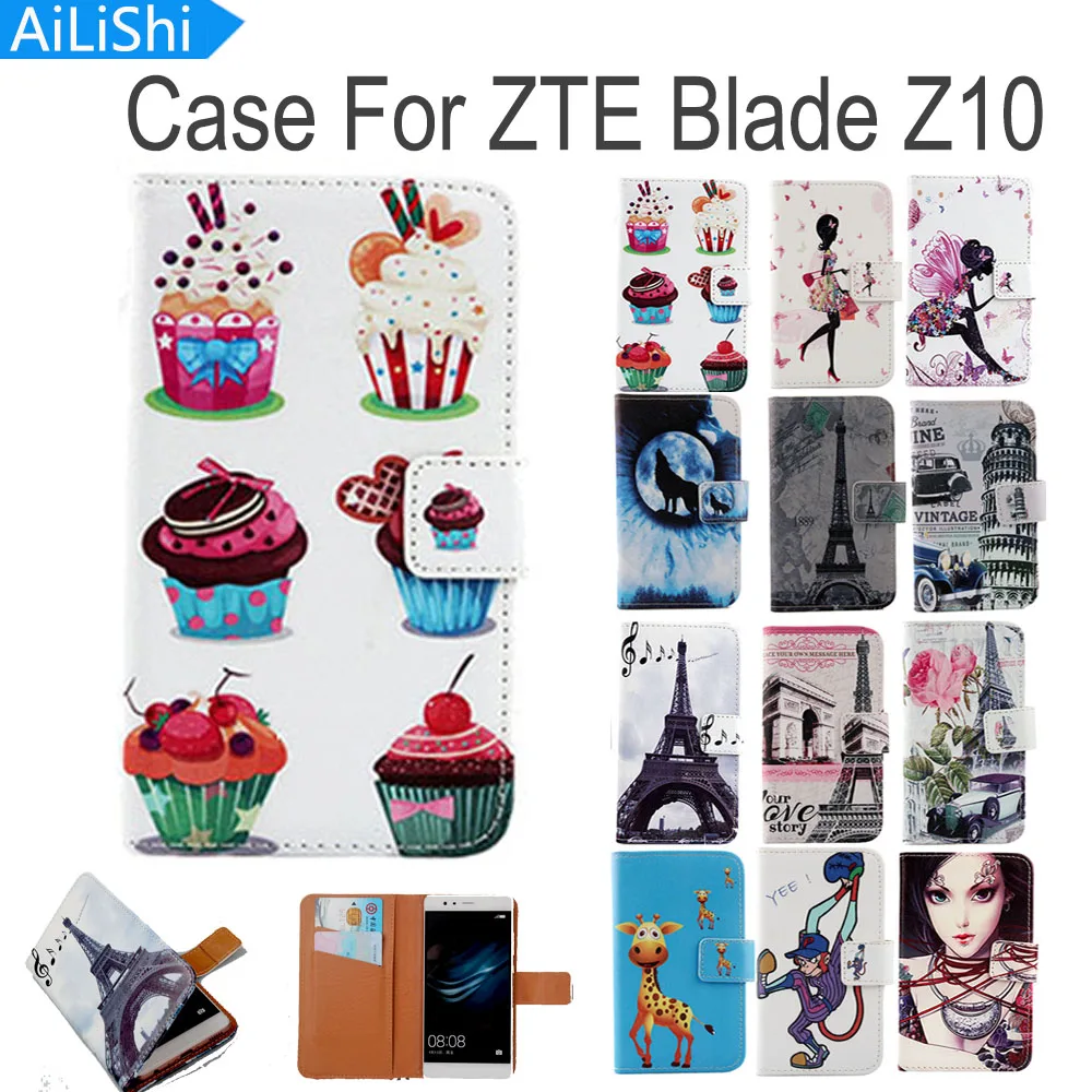 

AiLiShi New Arrive Flip PU Leather Case For ZTE Blade Z10 Case Luxury Cartoon Painted Protective Cover Skin With Card Slot