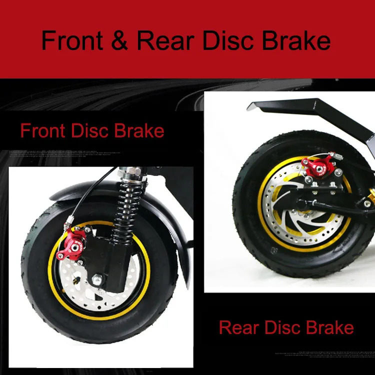 Discount 1600W 10 inch Electric Scooter Foldable 2 Wheel Electric Longboard Hoverboard Skateboard Off Road Electric Wheel for Adult 48V 17