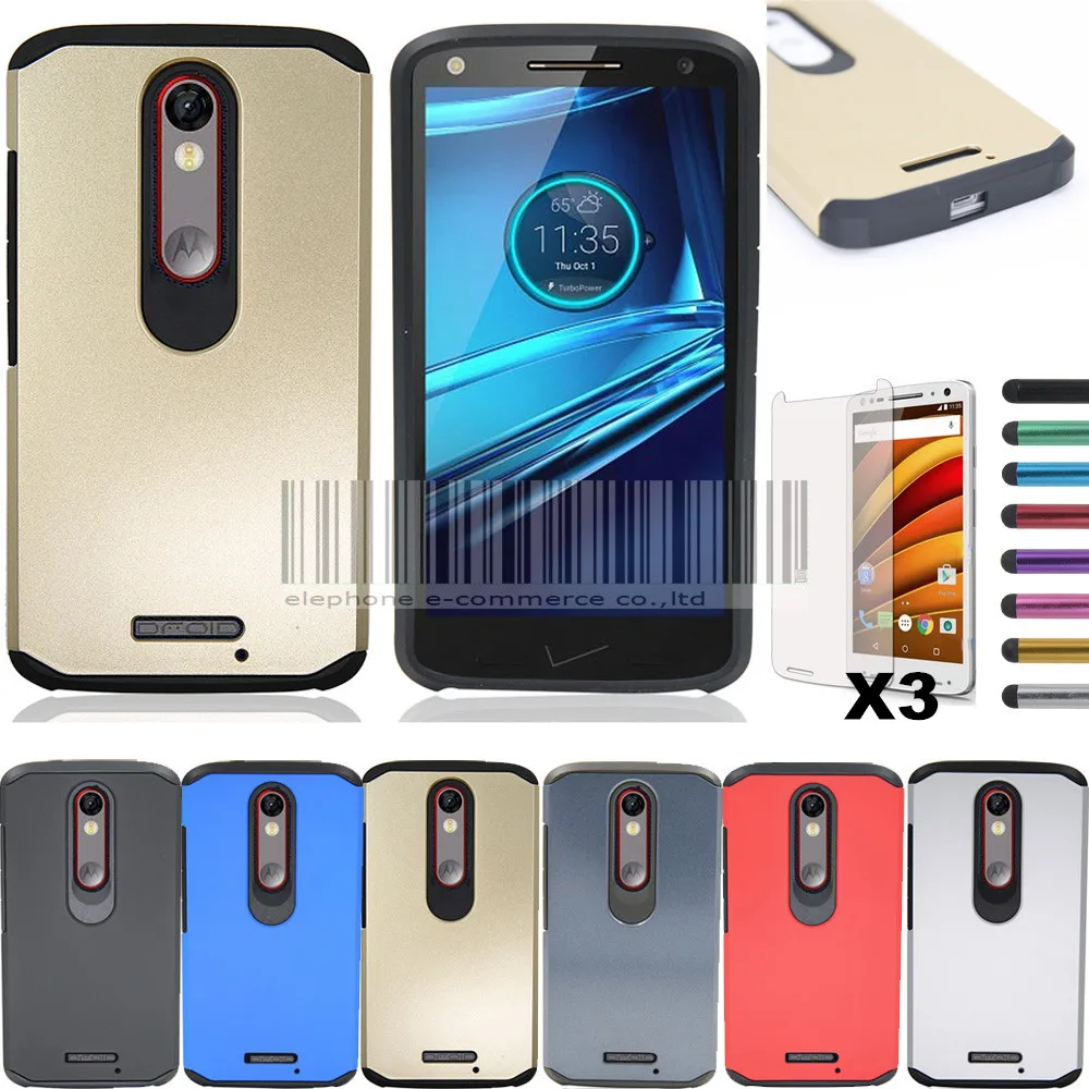Slim Hybrid Armor Hard Case For Motorola Moto X force/Droid Turbo 2 Impact Protective Cover With Screen Protector+Stylus | Мобильные