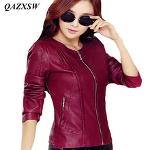 QAZXSW винтажная весенняя куртка из искусственной кожи для женщин обтягивающий Байкерский мягкий верх искусственная кожа застежка куртки Abrigos Mujer YX8844