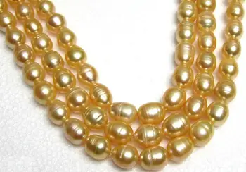 

gorgeous 13-14mm south sea baroque gold pearl necklace 925silver