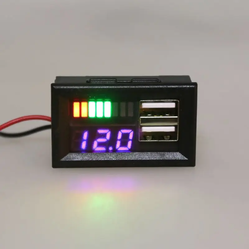 

Blue LED Digital Display Voltmeter Mini Voltage Meter Volt Tester Panel For DC 12V Cars Motorcycles Vehicles USB 5V2A output