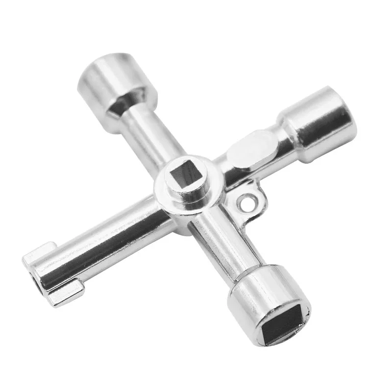 4 Way Universal Cross Triangle Wrench KEY for Train Electrical Elevator Cabinet Valve Alloy Triangle