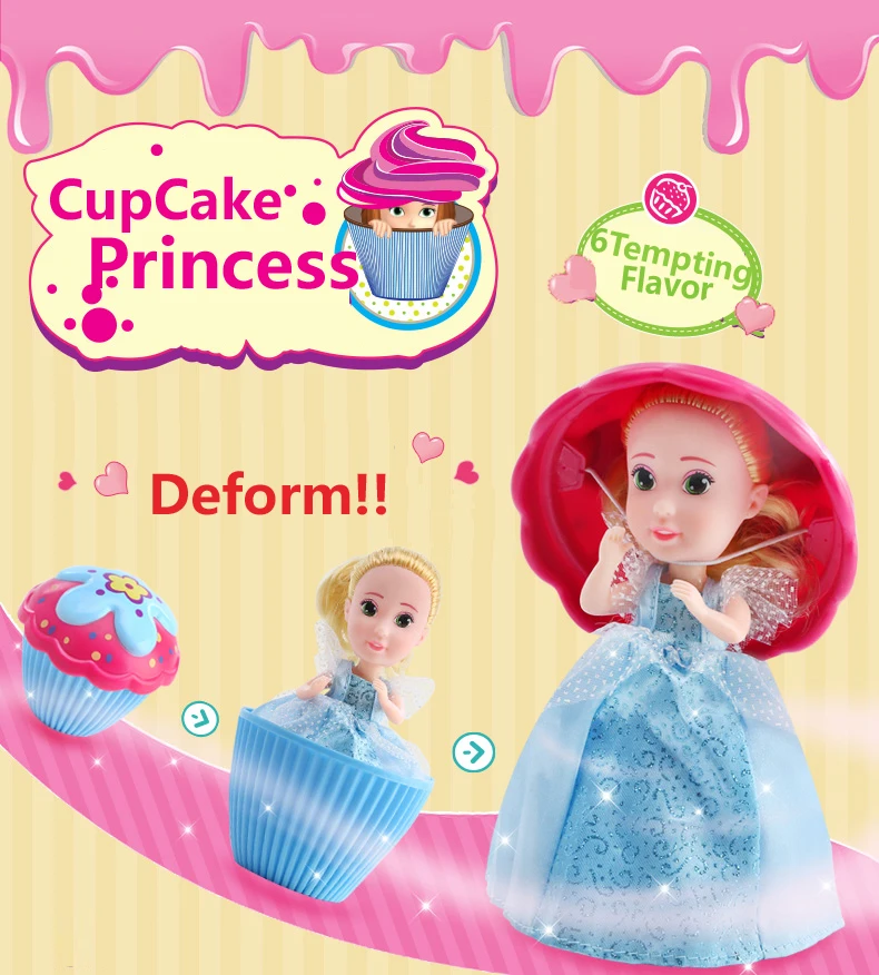 3pcs set Surprise Cupcake Princess Doll Deformable Dolls Girl Cute Toy