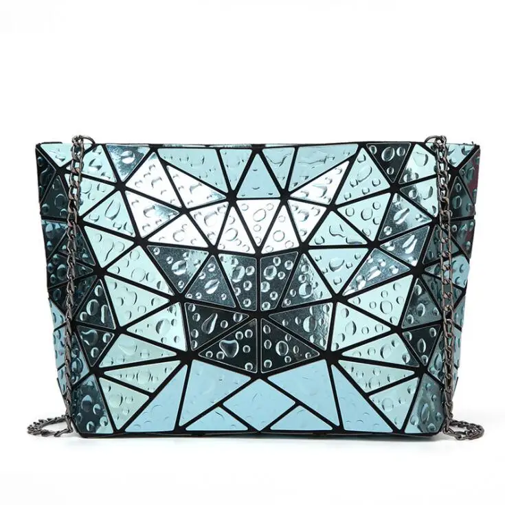

New hot popular female bag triangle water drop geometric rhombic chain folding bag fashion single shoulder diagonal ladies bag