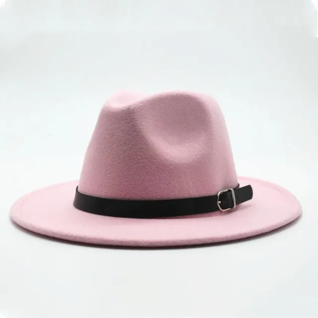 Brand oZyc Winter Autumn Imitation Woolen Women Men Ladies Fedoras Top Jazz Hat European American Round Caps Bowler Hats pink