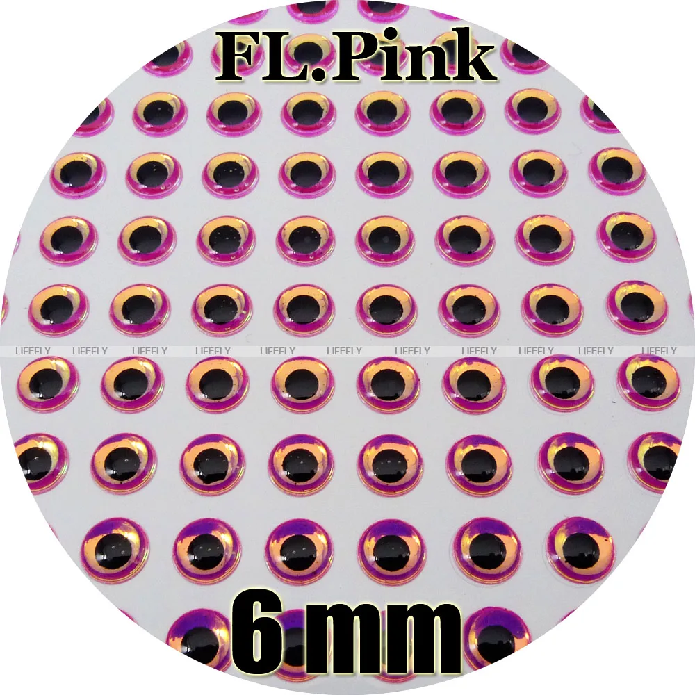 

6mm 3D Fluorescent Neon Pink / Wholesale 350 Soft Molded 3D Holographic Fish Eyes, Fly Tying, Jig, Lure