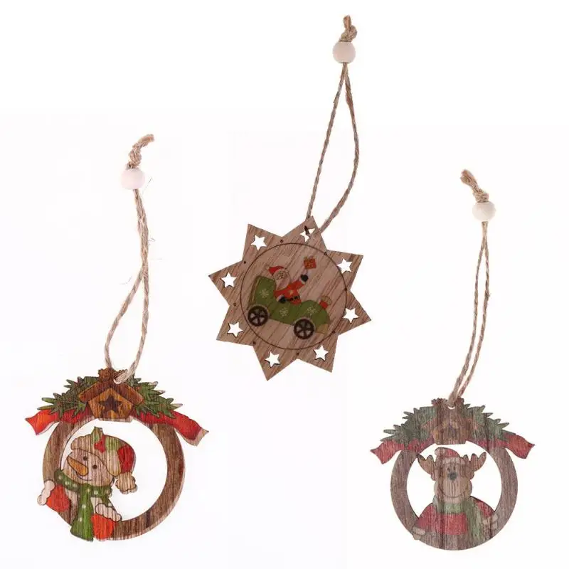 

12Pcs Christmas Wooden Pendants Hanging Ornament Party Christmas Decorations for Home New Year