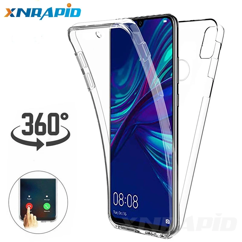 

360-degree case For huawei Y6 Y7 Prime 2019 Pro 2019 transparent phone honor 8A silicone cover 2 in 1 back + soft TPU front case