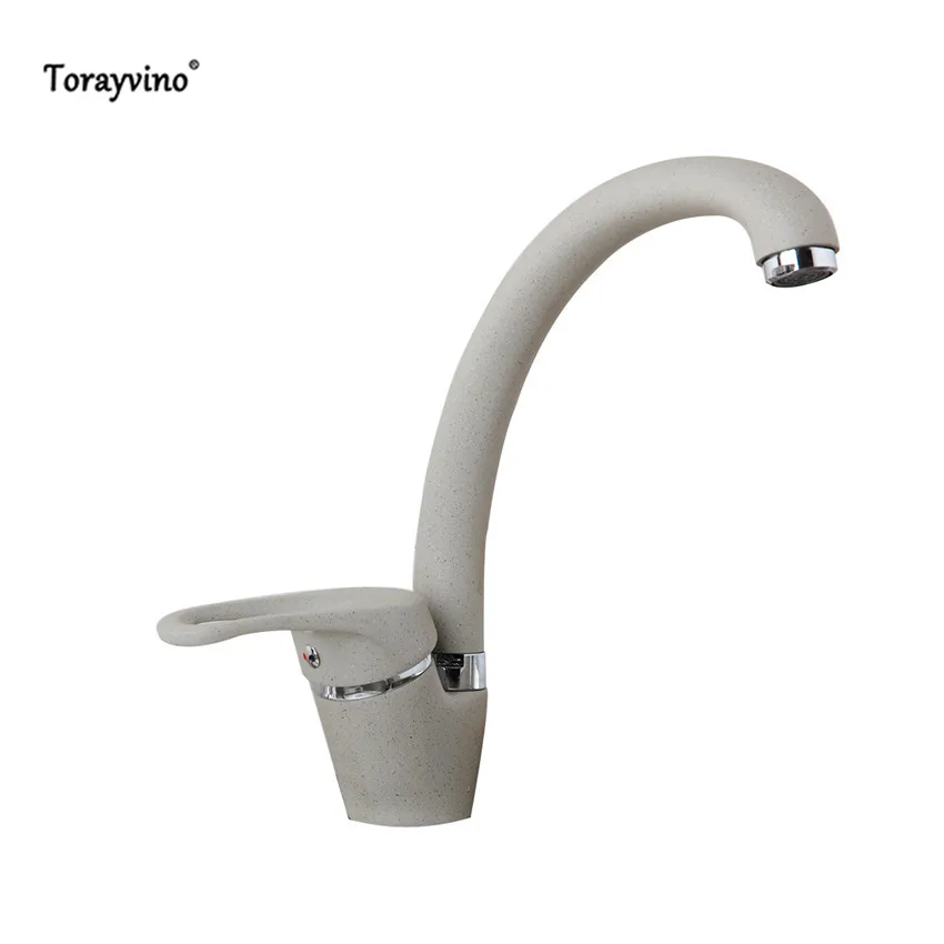 Torayvino Kitchen Sink Swivel Tow Kind Of Color White And Khaki Painting Finished Kitchen Faucet Single
