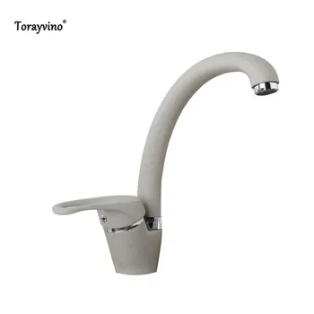 

Torayvino Kitchen Sink Swivel Tow Kind Of Color White And Khaki Painting Finished Kitchen Faucet Single Handle Mixer
