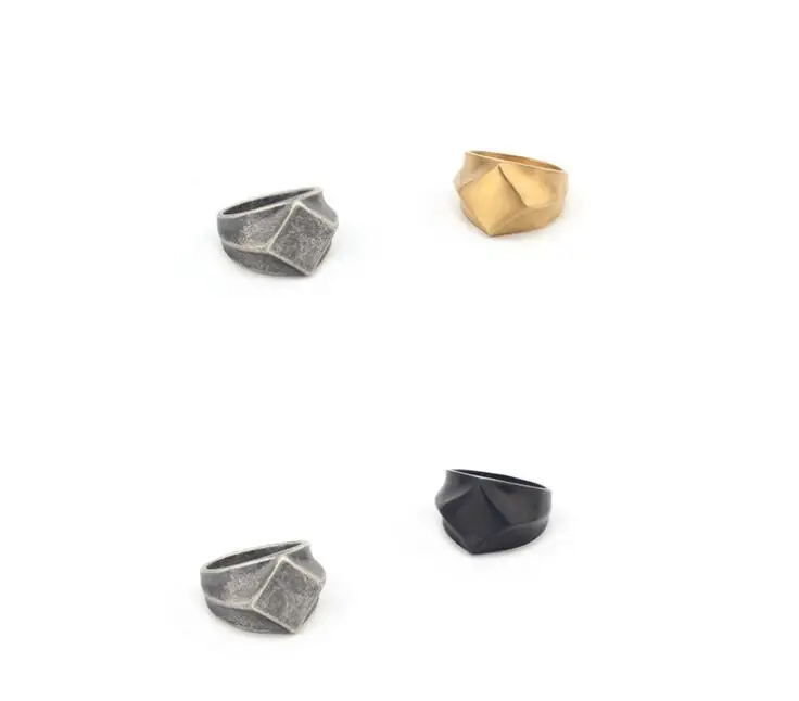 Classic Stainless Steel Black Square Men Ring Rock Vintage Silver-color Men Jewelry Hip Hop Punk Man Finger Rings anel masculino