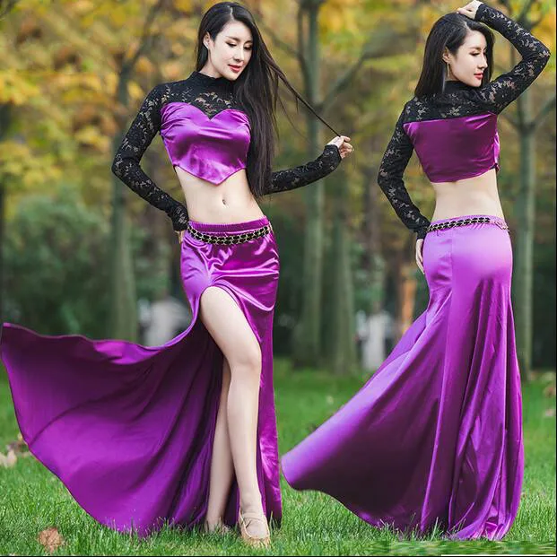 

Newest Women Belly Dance Costume Oriental Dancing Clothing Top+Skirt Suit for Womens belly dance wear DW055