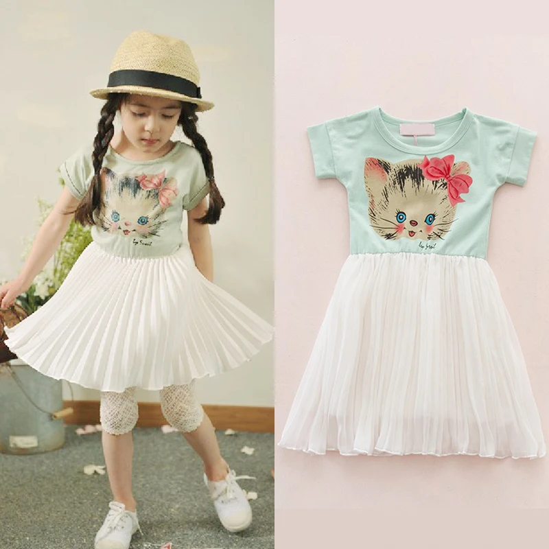 girls animal cute cat dress baby girl cat dress little girls dresses
