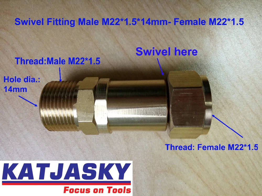 Мужской M22* 1,5* 14mm-Female M22* 1,5 поворотный фитинг разъем адаптера переменного тока медь высокого давления и винт