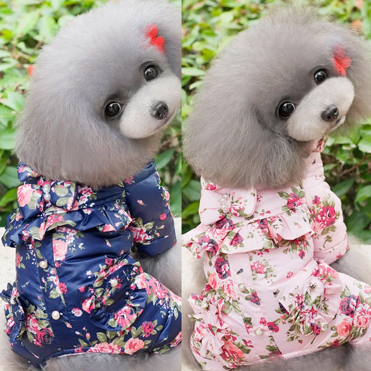New winter pearl flower four-legged dog clothes pe...