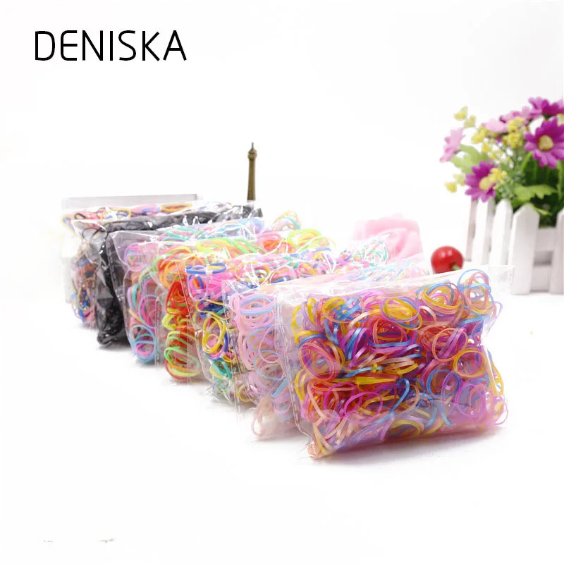 

500pcs Top High Quality Colorful Elastic Rubber Hair Bands Gum Ponytail Holder Headband Black Hair Ropes Girls Hair Accessories