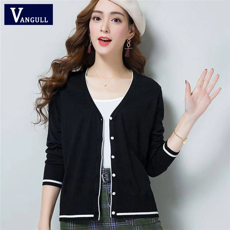 Vangull Women Air-conditioning Shirt Elegant Thin Sweater Short Paragraph Cardigan Sunscreen Jacket Color Block Female Sweaters