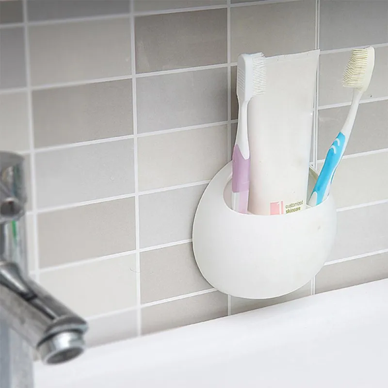 

Powerful Suction Cup Toothbrush Holder Multi-Function Toothbrush Organizer Bathroom Wall Mounted Toothbrush Caddy