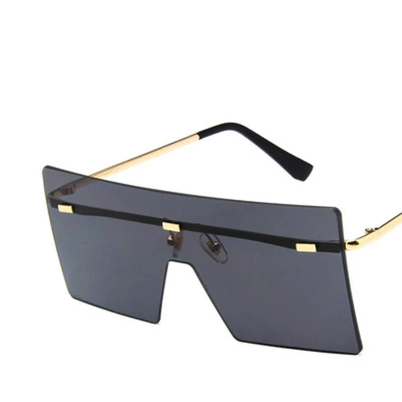 

Unisex Fashion 2019 Oversized Square Rimless Sunglasses Women Brand Designer Flat top Big Sun Glasses Travel Gradient UV400