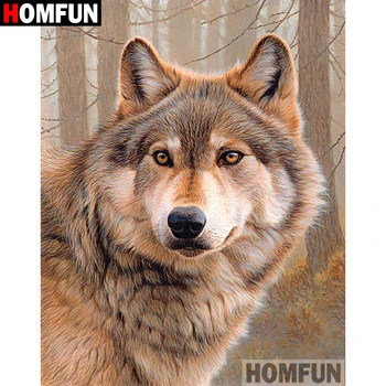 

HOMFUN Full Square/Round Drill 5D DIY Diamond Painting "Animal wolf" Embroidery Cross Stitch 5D Home Decor Gift A09549