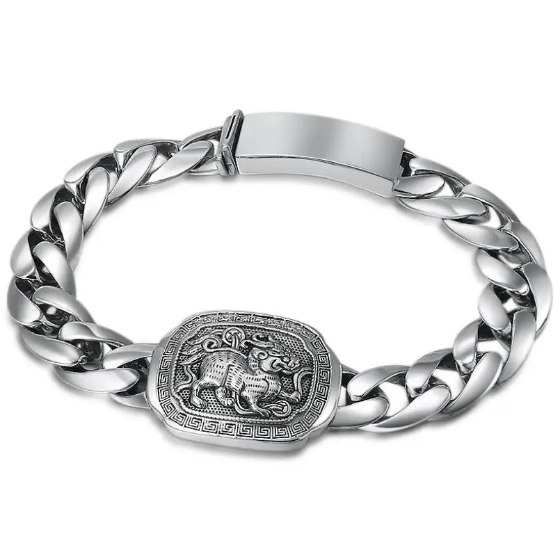 925 пробы серебряный буддийский классический мифическое дикое животное мужской S925 браслет(FGL