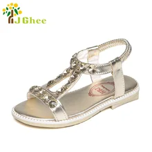 J Ghee/модные летние сандалии для девочек детская обувь принцессы из искусственной кожи со стразами новая детская летняя обувь, 16-22,6 см
