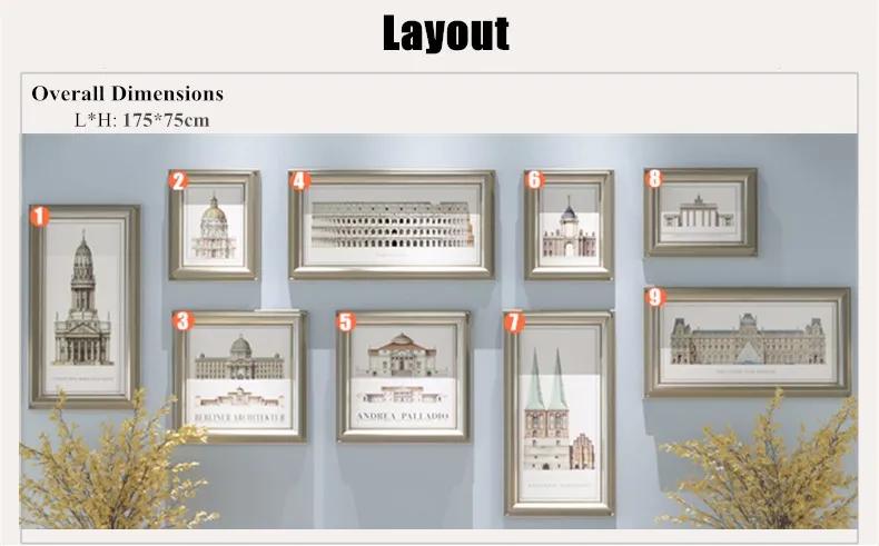 Винтажная архитектурная картина рамка настенная фоторамка 9 шт./компл. креативные DIY фоторамки Висячие на стене качественный альбом с фотографиями