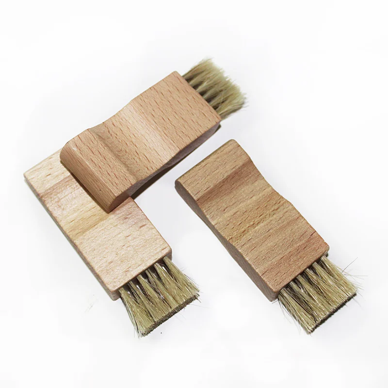 1pcs Beech Handle Shoes Shine Brush Polish Pig Bristle Hair Buffing Brush Mini Shoes Oil
