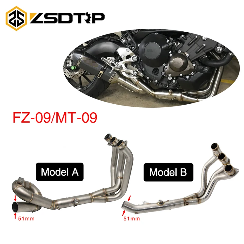 

ZSDTRP MT09 FZ09 XSR900 Tracer Slip-On Motorcycle Exhaust Scooter Front Middle Pipe Full System For Yamaha FZ-09 MT-09 XSR900