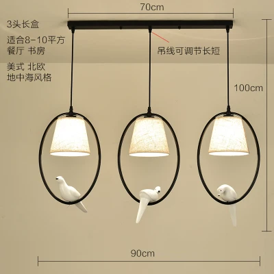 Скандинавский минималистичный креативный обеденный стол Средиземноморский бар столовая птица ресторан спальня кабинет люстра - Цвет корпуса: A-1 Three heads