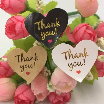 

Love Heart shap Kraft Sticker Labels Gold Sealing Stickers Wedding Gift Labels Thank you Labels self-adhesive Packing Labels