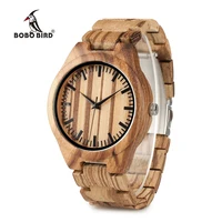 Бобо птица WG22 Одежда высшего качества дерева часы для мужчин деревянный моды Брендовая дизайнерская обувь полный зебры часы деревянный ящик - изображение