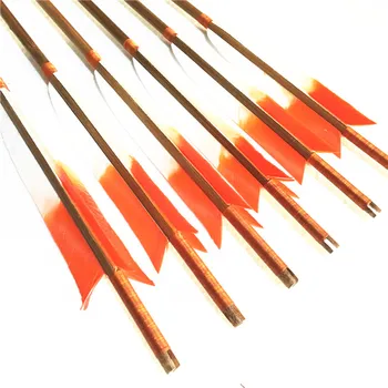 

3/6/12Pk 32'' Orange White Feather Japan Bamboo Arrow With Handmade For Recurve Longbow Hunting Achery