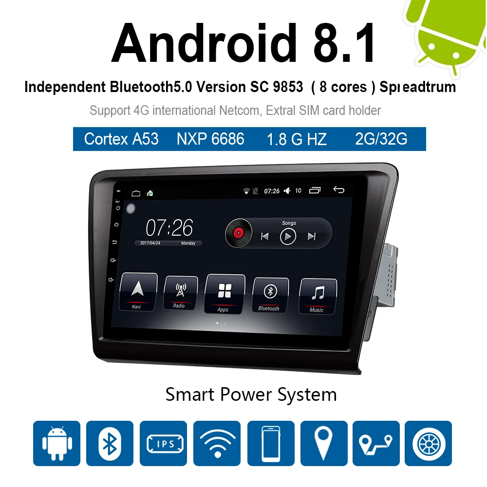 Автомобильный мультимедийный плеер 1 Din Android 8,1 автомобильный DVD для VW/Volkswagen Skoda rapid 2013- " 4G/32G/64G сенсорный экран автомобильный Радио gps