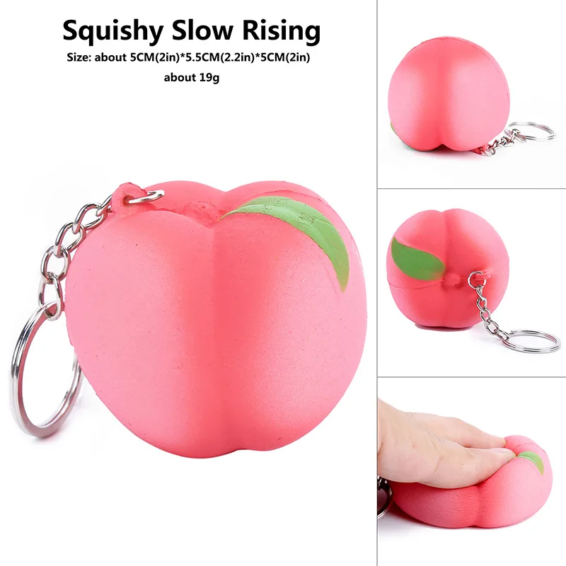 Squeeze Squishy Watermelon Slow Rising Simulation Stress Stretch Bread squish Fruit toy kids toys christmas free shipping - Цвет: peach