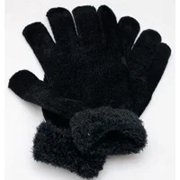 Унисекс осень и зима Для мужчин Для женщин теплые перчатки перо чистый мягкие варежки перчатки черный, розовый хлопок Фитнес перчатки 2 цветов - Цвет: Black