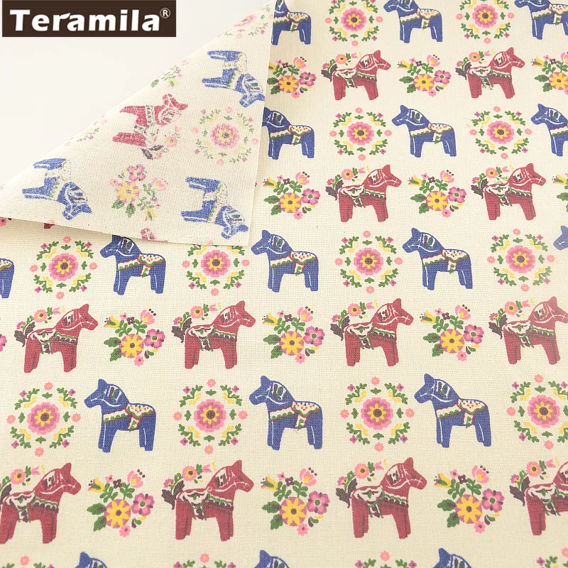 

Tablecloth Pillow Bag Curtain Cushion Pillow Zakka Horse Print TERAMILA Home Textile Cotton Linen Fabric Sewing Material Tissu